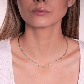 Náhrdelník z bieleho zlata so zirkónmi - Dakota