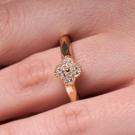 Prsteň zo žltého zlata so zirkónmi - Anne