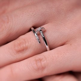 Prsteň z bieleho zlata klinec so zirkónmi - Haven