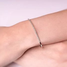 Článkový náramok so zirkónmi z bieleho zlata - Francesca