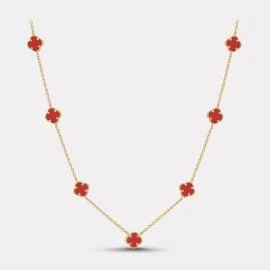 Náhrdelník štvorlístok s karneolom