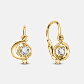 Detské náušnice zo žltého zlata so zirkónmi - Fiora