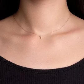 Diamantový náhrdelník z ružového zlata s krížikom - Joie