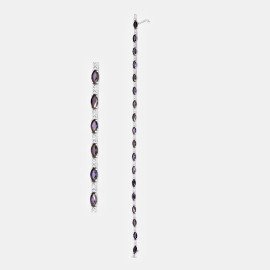 Diamantový náramok so zafírmi z 18k bieleho zlata - Gabrielle 