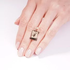 Prívesok zo žltého zlata v tvare platničky znamenie Škorpión - Rose