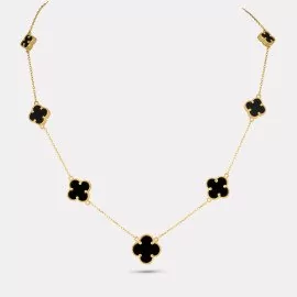 Náhrdelník štvorlístok s ónyxom