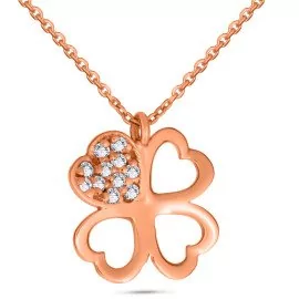 Náhrdelník srdcový štvorlístok s diamantmi - Isabella