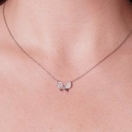 Diamantový náhrdelník motýľ z bieleho zlata
