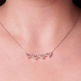 Diamantový náhrdelník spojené srdiečka - Valentina
