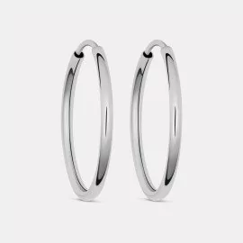Kruhové náušnice hladké z bieleho zlata 