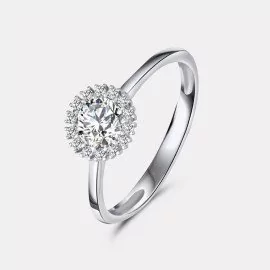 Zásnubný prsteň so zirkónmi z bieleho zlata 