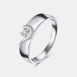 Zásnubný prsteň z bieleho zlata so zirkónom