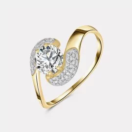 Prsteň so zirkónmi zo žltého zlata 