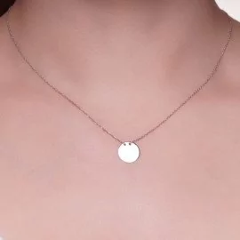 Náhrdelník s okrúhlym príveskom z bieleho zlata - Andrea