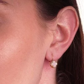 Náušnice štvorlístok s perleťou zo žltého zlata - Kimber