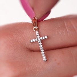 Elegantný prívesok krížik zo žltého zlata - Winter