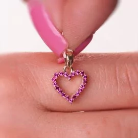 Obojstranný zlatý prívesok srdce so zirkónmi - Jolene