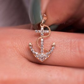 Prívesok zo žltého zlata v tvare kotvy - Aubrie