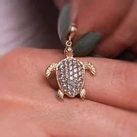 Dámsky zlatý prívesok korytnačka so zirkónmi - Haylee