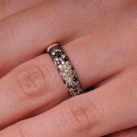 Luxusný prsteň s čiernymi a bielymi diamantmi - Coraline