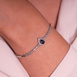 Diamantový náramok so zafírom z bieleho zlata - Charleigh