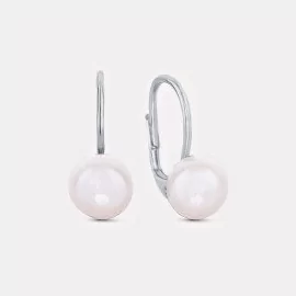 Náušnice z bieleho zlata s perlou