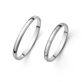 Svadobné obrúčky 2mm so zirkónmi z bieleho zlata - Diana
