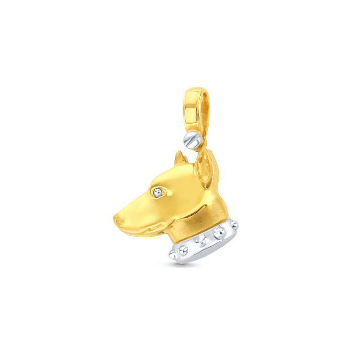 Prívesok zo žltého a bieleho zlata v tvare psa