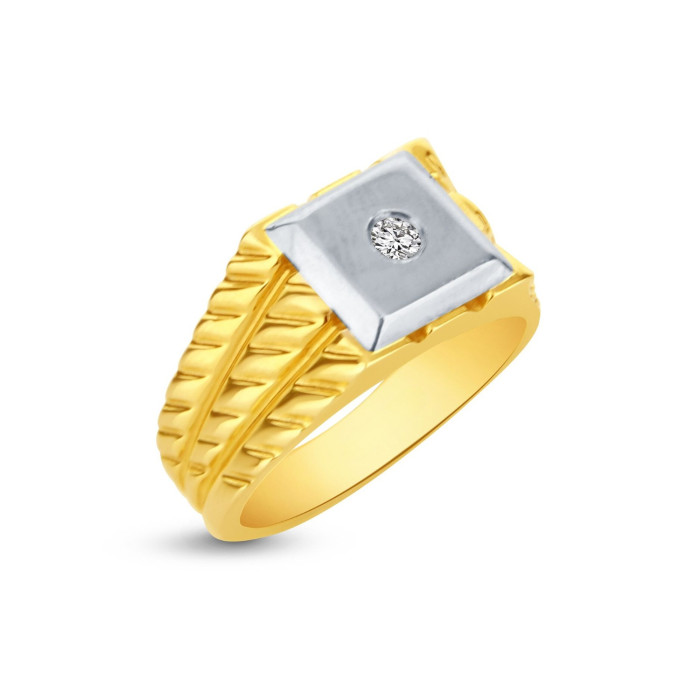 Prsteň z bieleho a žltého zlata so zirkónom
