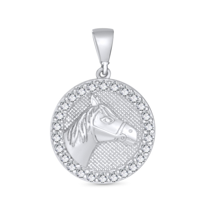 Prívesok z bieleho zlata so zirkónmi v tvare koňa - Amandine 