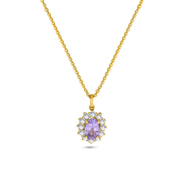 Diamantový náhrdelník zo žltého zlata s tanzanitom - Isolde