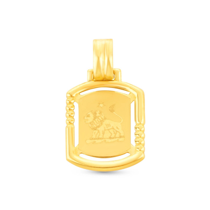 Prívesok zo žltého zlata v tvare platničky znamenie Lev