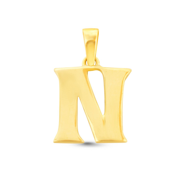 Prívesok zo žltého zlata v tvare písmena N