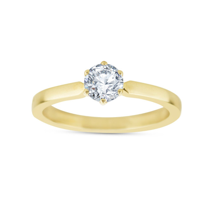 Zásnubný prsteň zo žltého zlata s briliantom