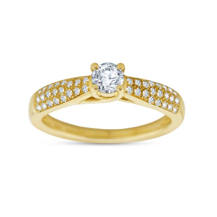 Briliantový zásnubný prsteň zo žltého zlata