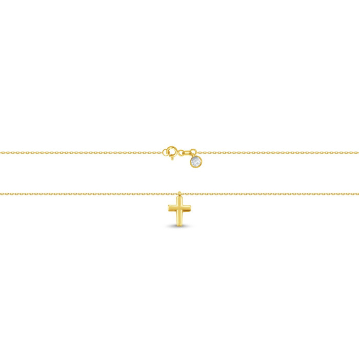 Retiazka zo žltého zlata so zirkónom v tvare krížika