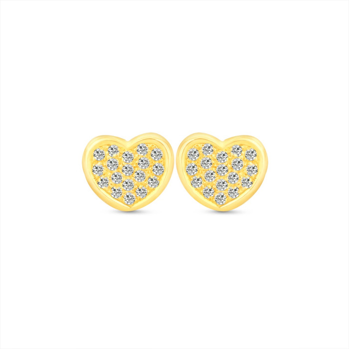 Diamantové náušnice zo žltého zlata v tvare srdca