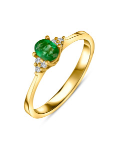 Diamantový prsteň zo žltého zlata so smaragdom - Mirabelle