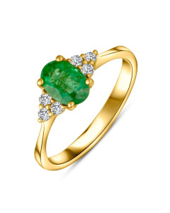 Diamantový zásnubný prsteň zo žltého zlata so smaragdom - Melisande