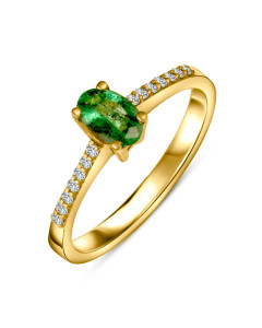 Diamantový zásnubný prsteň zo žltého zlata so smaragdom - Thalia