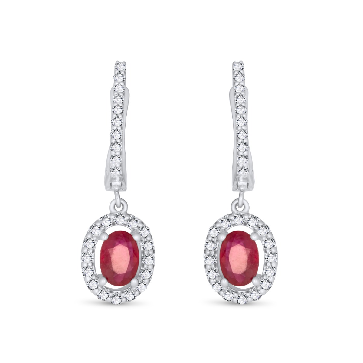 Amawell Diamantové náušnice s rubínom z 18k bieleho zlata - Chloe 2001113490007