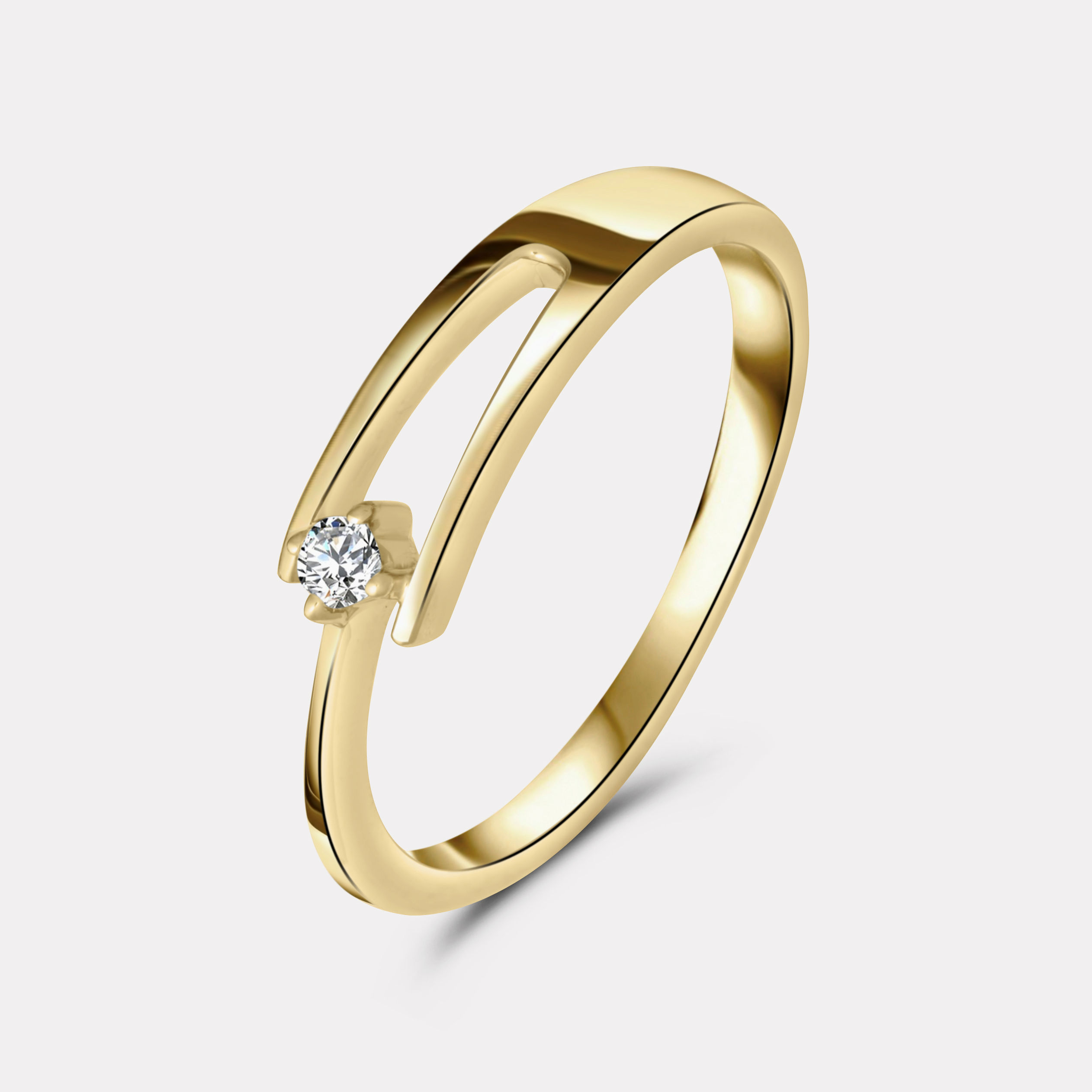 Zásnubný prsteň s diamantom z 18k žltého zlata - Veronica